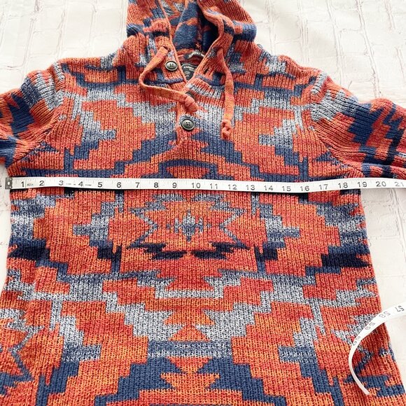 Men’s AE Aztec Southwestern Knit Hoodie | Boho Seriously Soft Pullover Sweater S - Picture 7 of 11